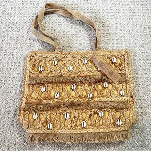 Salt + Umber Isla Jute Seashell Beach Straw Tote Bag Beachy Travel Summer NEW